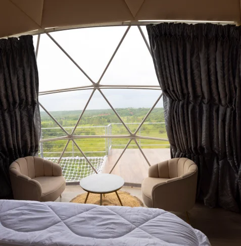 Dome interior looking out toward morning sun